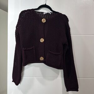 Zara Burgundy Knit Sweater Small